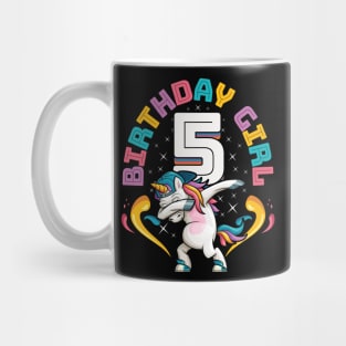 Dabbing Unicorn Birthday Girl 5 Years Old Mug